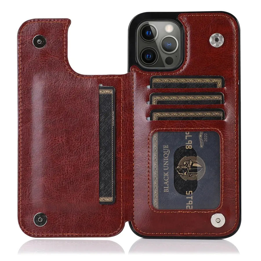 Coque Téléphone Cuir Aimant VELTH Brown-Iphone16PROMAX