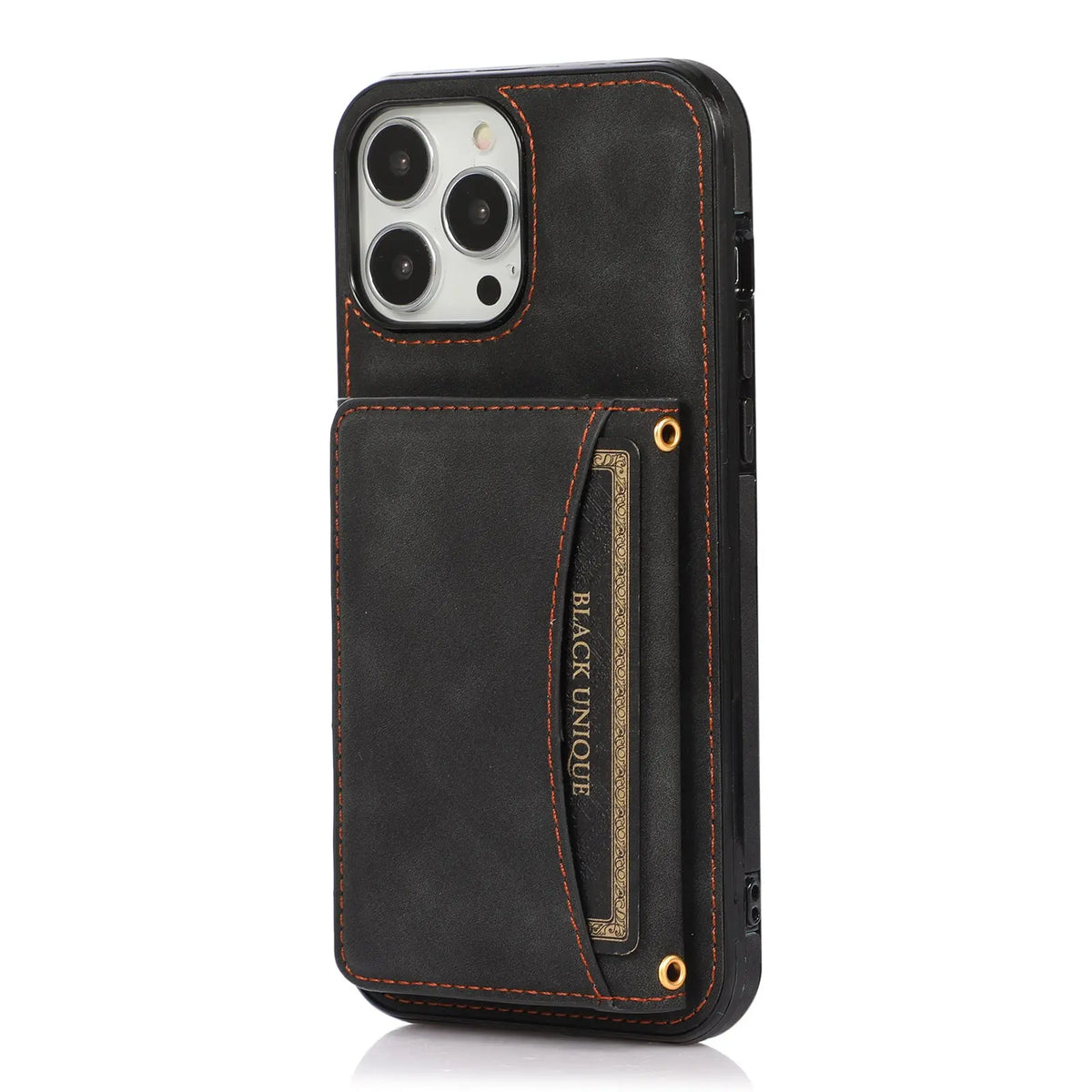 Coque Téléphone Cuir Anti-Choc TRIANA Black-IPhone13