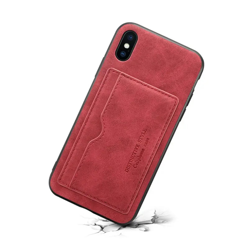 Coque Téléphone Cuir MagSLIM Red-iPhone X XS