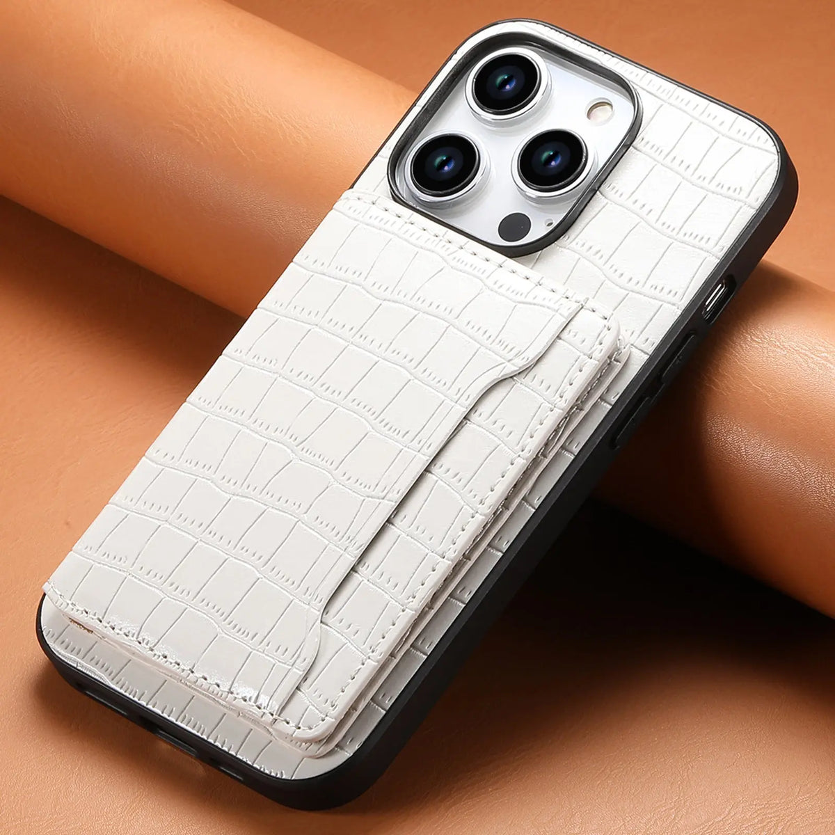 Coque Téléphone Cuir Magnétique BROSS 572 White-iPhone16Pro