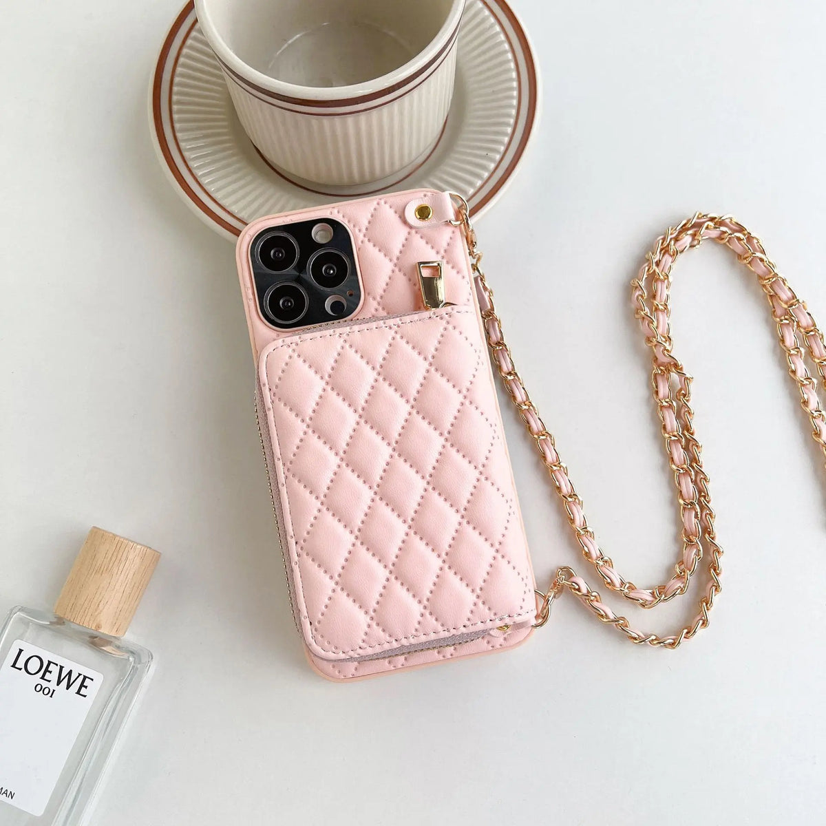 Coque Téléphone Luxe Lambskin RHOLO Pink-Apple 14plus