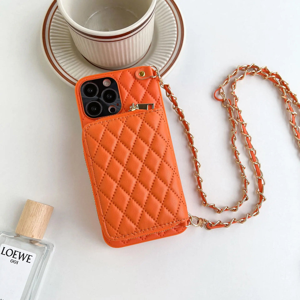 Coque Téléphone Luxe Lambskin RHOLO Orange-Apple 14