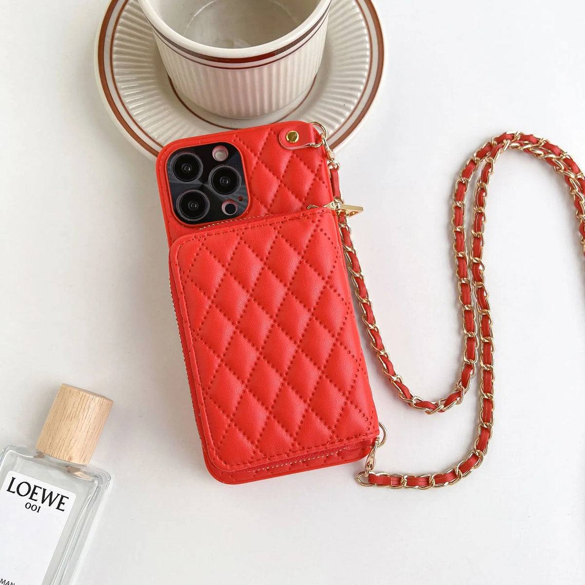 Coque Téléphone Luxe Lambskin RHOLO Red-Apple 14pro