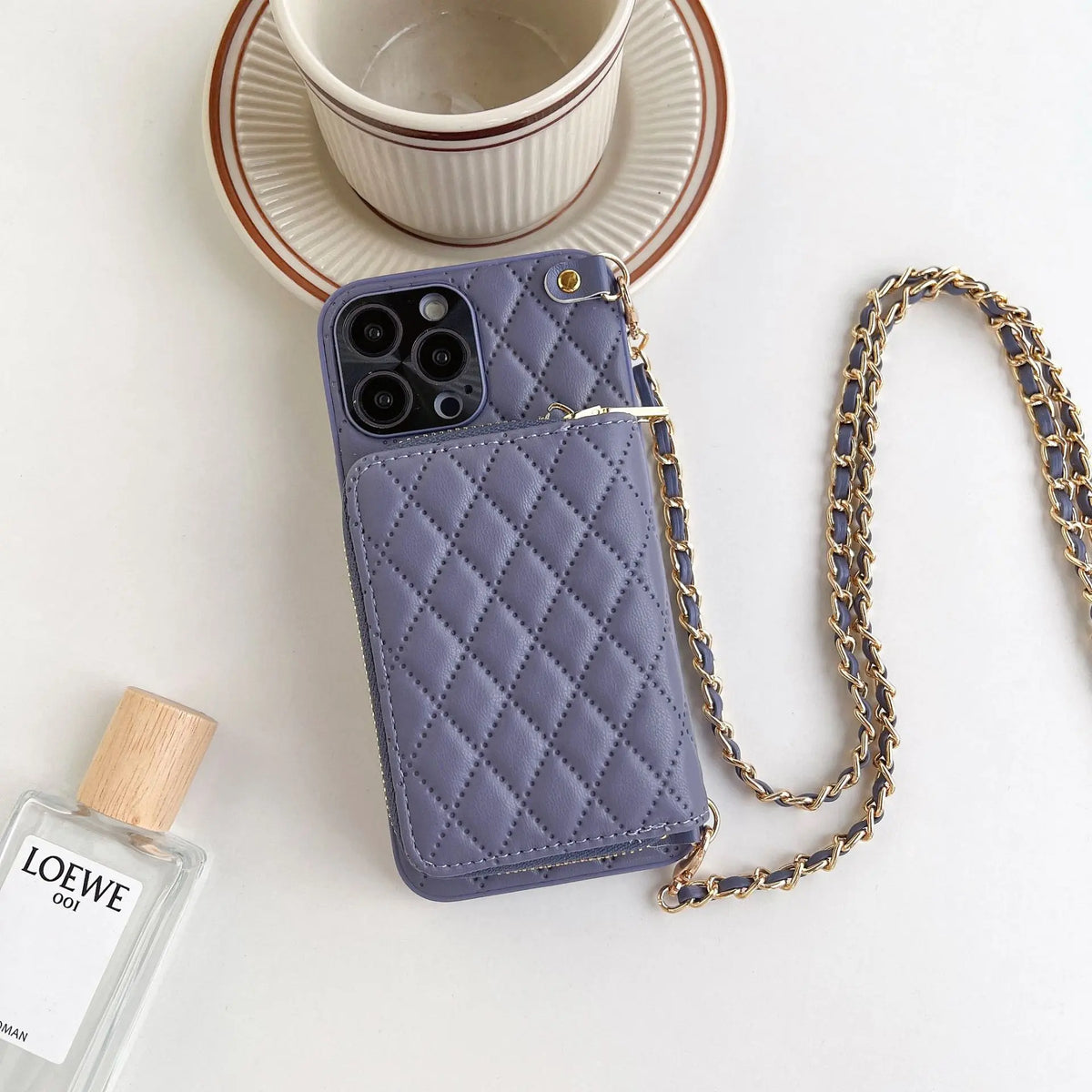 Coque Téléphone Luxe Lambskin RHOLO Lavender Gray-Apple 15