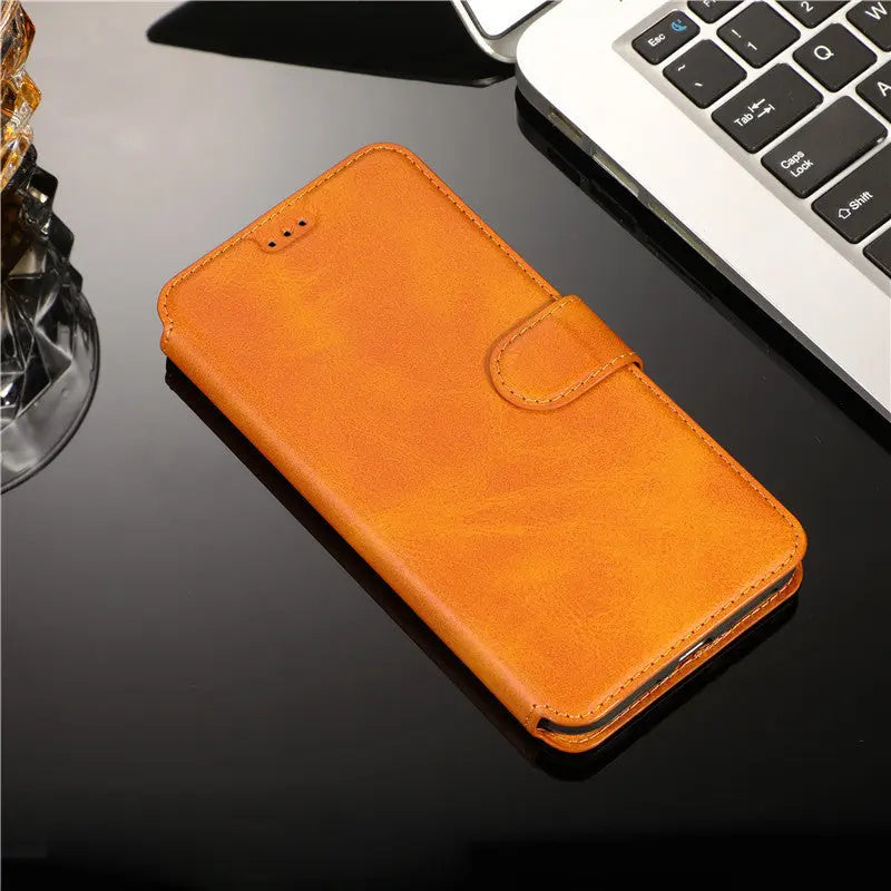 Coque Téléphone Portefeuille CALIDO Orange-IPhone XR