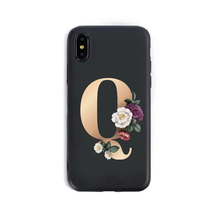 Coque de Téléphone Alphabet Fleuris ZYRA Q-XR