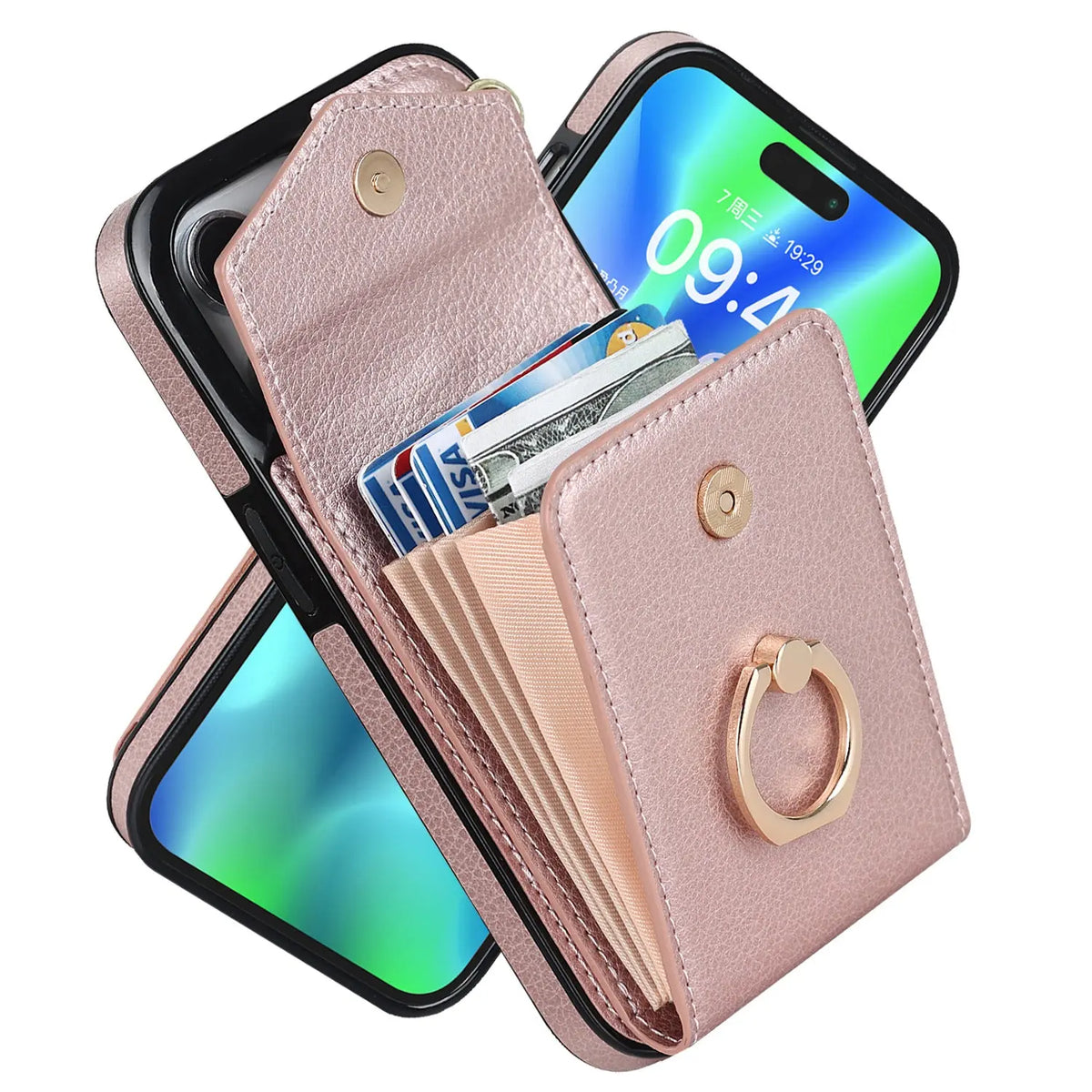 Coque de Téléphone Créative PU Jazz Rose Gold-IPhone13 Pro
