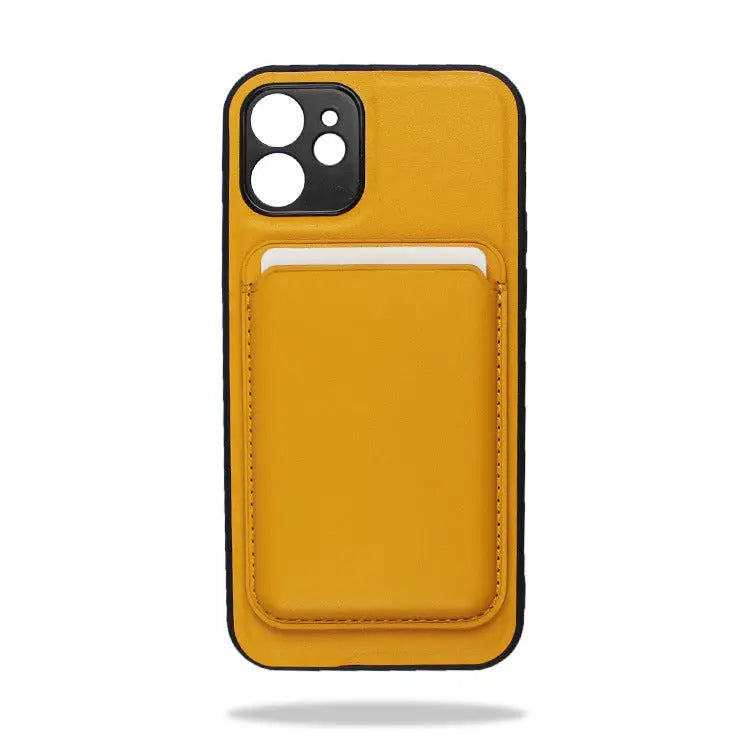 Coque de Téléphone Cuir MagSAM Yellow-iPhone12-With card holder