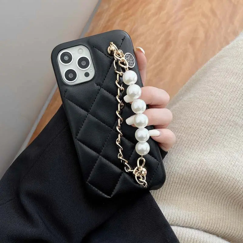 Coque de Téléphone Cuir Perle LUXANA Black-IPhone12 Pro Max