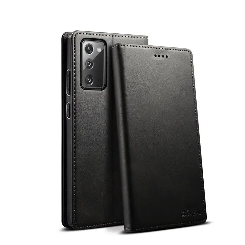 Coque de Téléphone Cuir Stand MARSEN Black-IPhone12
