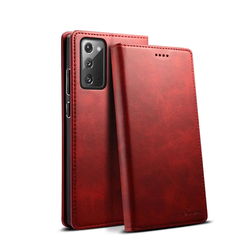 Coque de Téléphone Cuir Stand MARSEN Red-Samsung note20ultra
