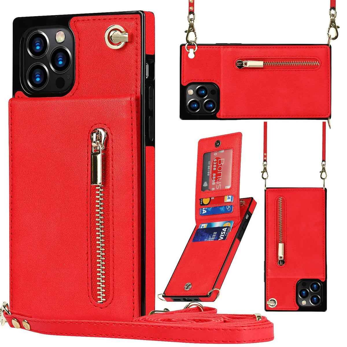 Coque de Téléphone Cuir Stylé ZYRAQ Red-IPhone13