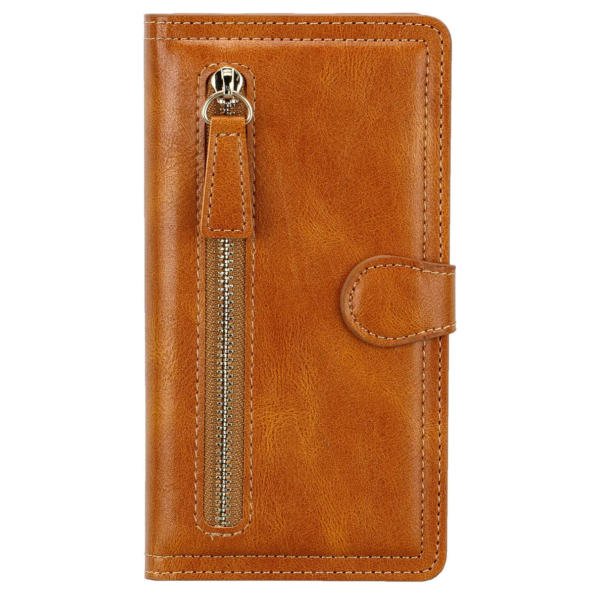 Coque de Téléphone Cuir Zippé ZALTAN Brown-Iphone12Mini