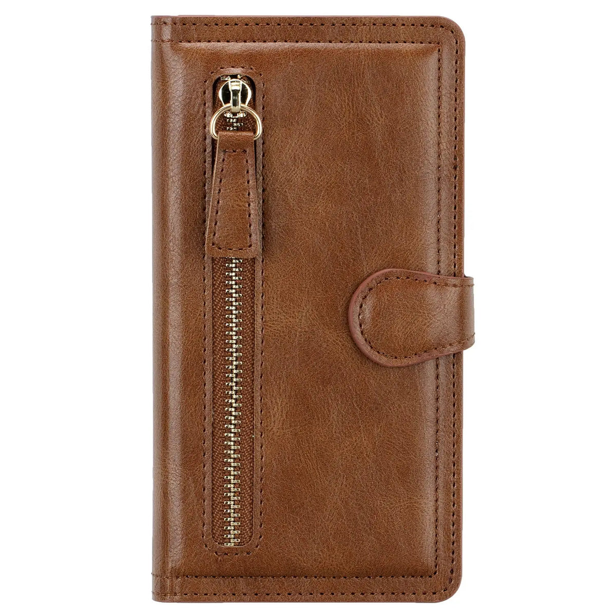 Coque de Téléphone Cuir Zippé ZALTAN Coffee-IPhone XR