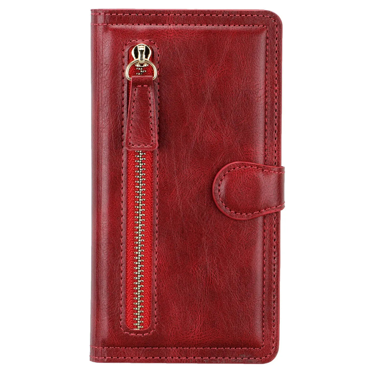 Coque de Téléphone Cuir Zippé ZALTAN Red-Iphone12Mini