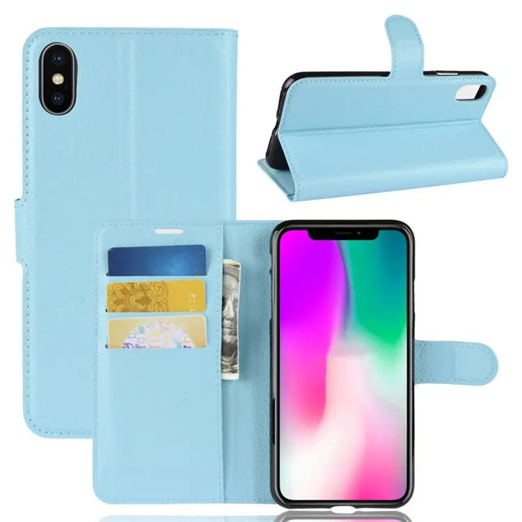 Coque de Téléphone Luxe LITCHI Blue-Iphone13pro Max