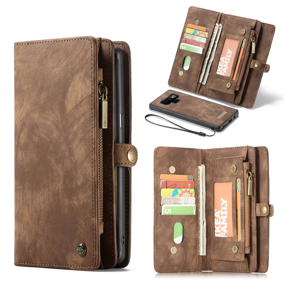 Coque de Téléphone Magnétique Duo LEZIO Brown-S10 Plus