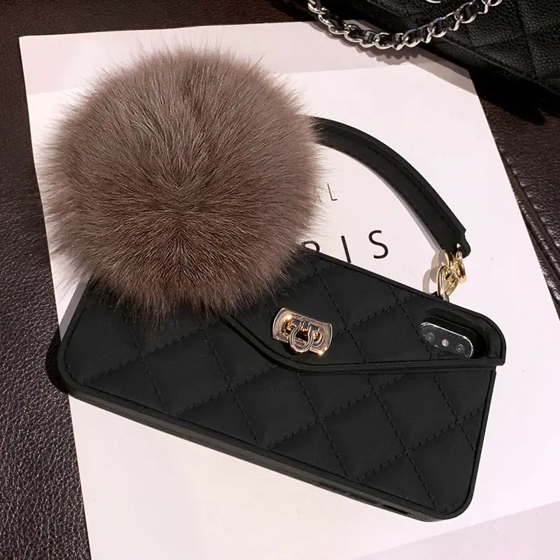 Coque de Téléphone Peluche Élégante FLUFFY Black-IPhone12pro max