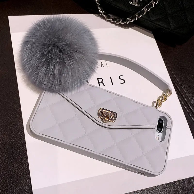 Coque de Téléphone Peluche Élégante FLUFFY Grey-IPhone12pro max
