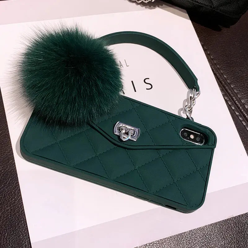Coque de Téléphone Peluche Élégante FLUFFY Green-IPhoneXr