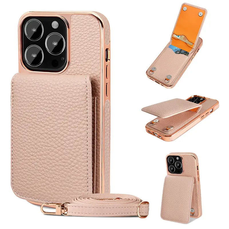 Coque de Téléphone Portefeuille LUCI Pink-IPhone14Promax