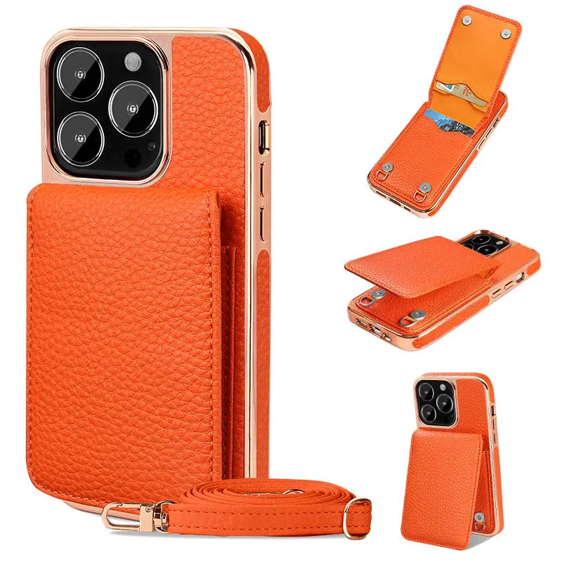 Coque de Téléphone Portefeuille LUCI Orange-IPhone14