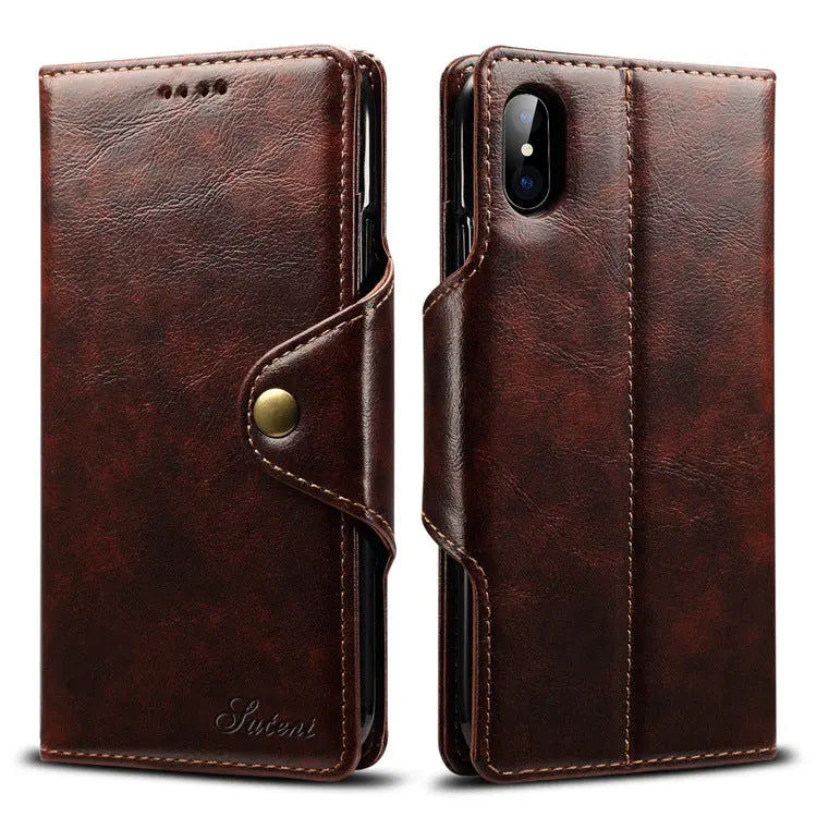 Coque de Téléphone Portefeuille NAVIO Brown-iPhone8 7
