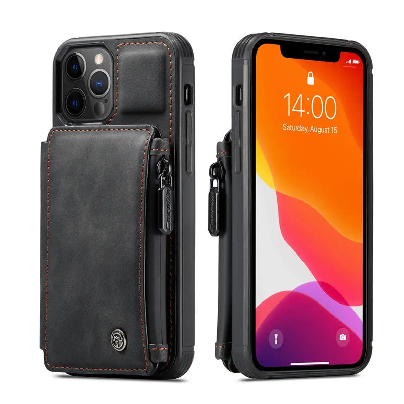 Coque de Téléphone Rétro Multifonction ZEPHYR Black-Iphone12Mini