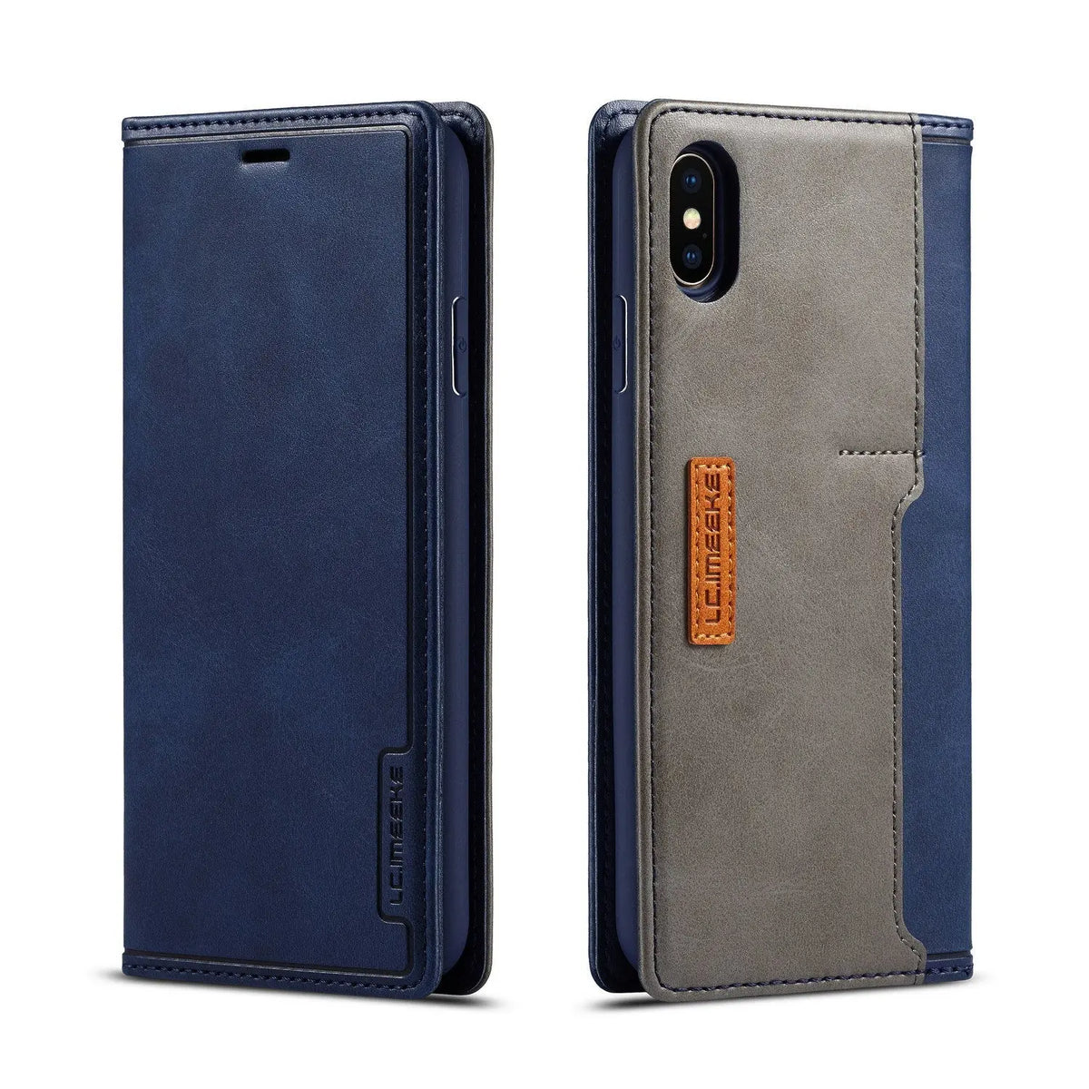 Coque de Téléphone Vintage PU LEATHO Blue-Iphone 12Pro