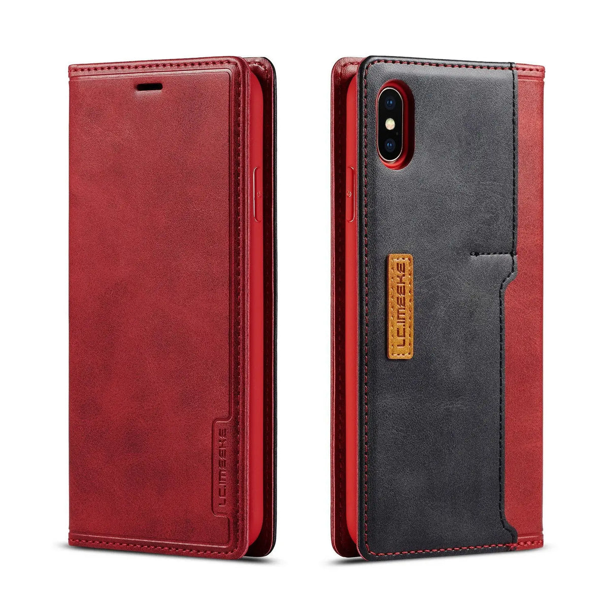 Coque de Téléphone Vintage PU LEATHO Red-Iphone 11Pro Max