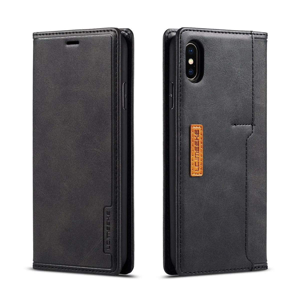 Coque de Téléphone Vintage PU LEATHO Black-iPhone12mini