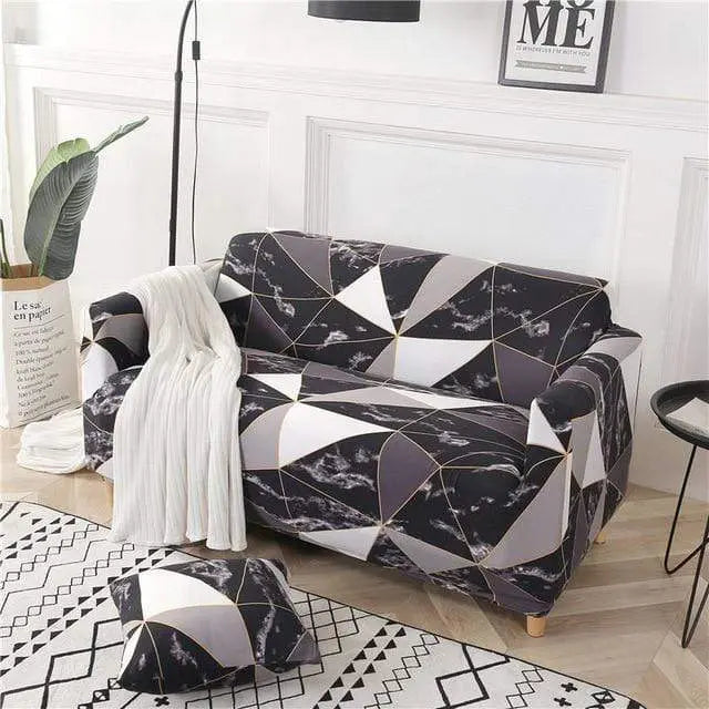 DARK GEOMETRIC - Housse extensible pour canapé et fauteuil - Housse De France