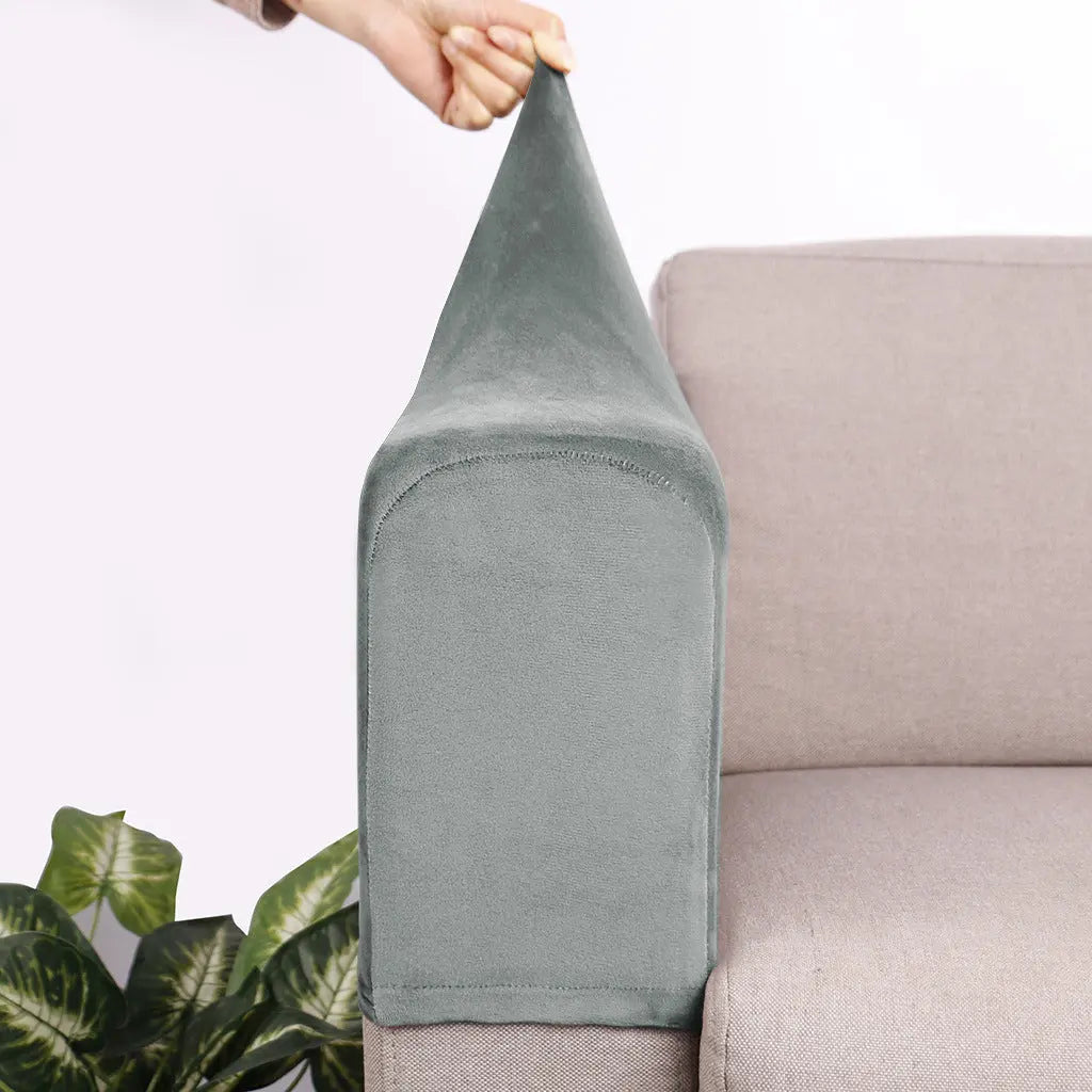 Housse Accoudoir Velours Moderne FOXYLE Light Gray-Free Size A Set Of 2