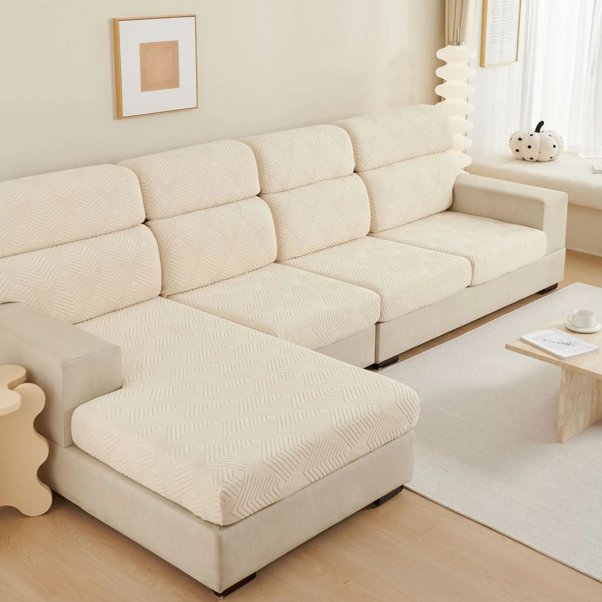 Housse Assise Canapé Velours JAZZY Time Sofa Beige-Backrest S