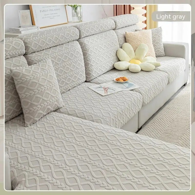 Housse Assise Canapé Velours ZELTA Qingbo Light Gray-L 65to85x135to165x5to20cm