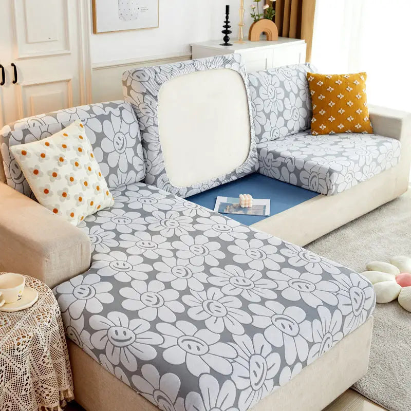 Housse Assise Canapé Élastique JACQUO Sunflower grey white-Length160x190cm