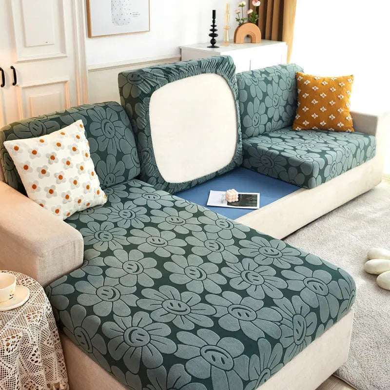 Housse Assise Canapé Étanche JACQARD Sunflower green-Double