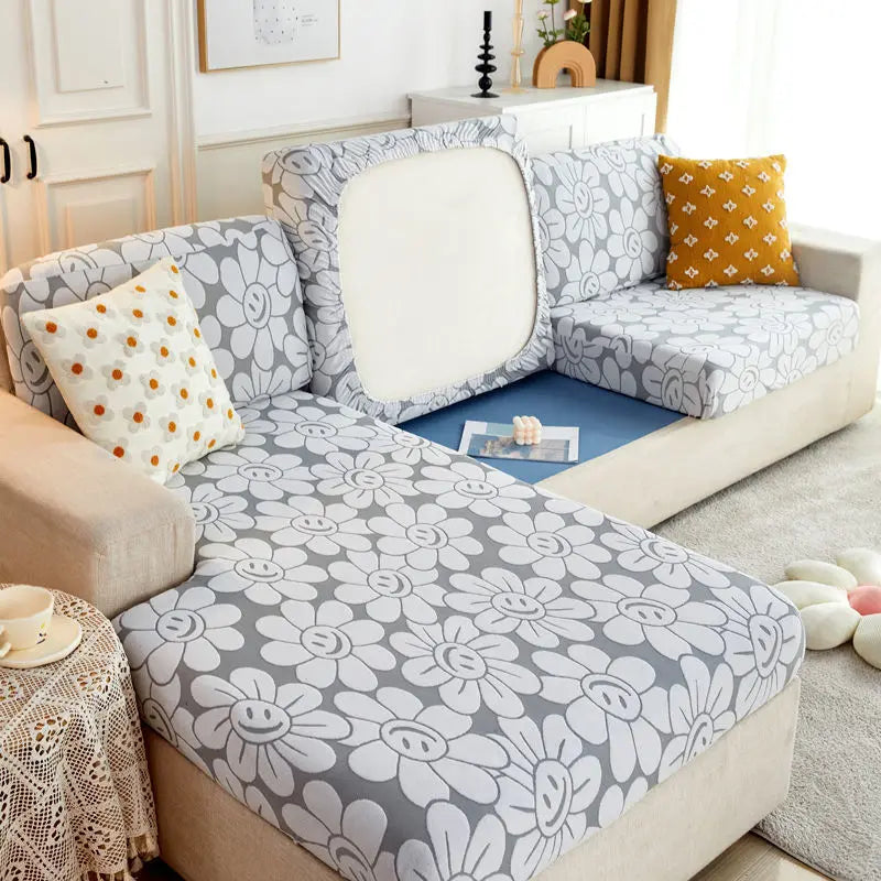Housse Assise Canapé Étanche JACQARD Sunflower grey white-Individual