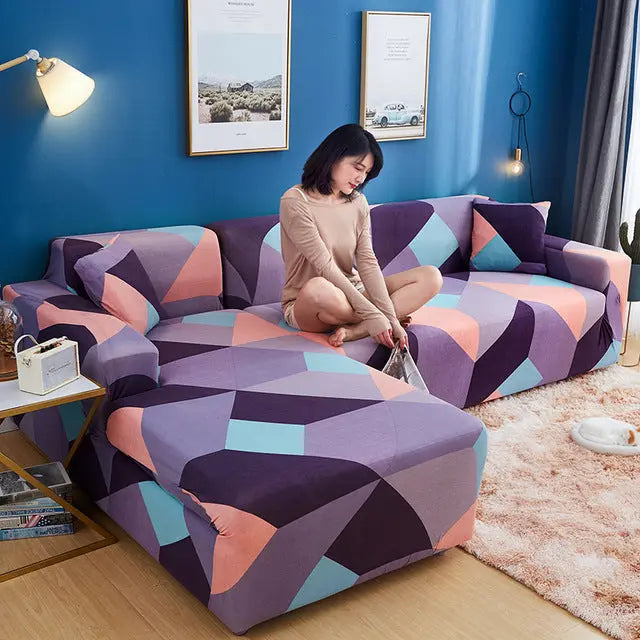 Housse Canapé Angle Élastique GEOFIT 3 Style-D