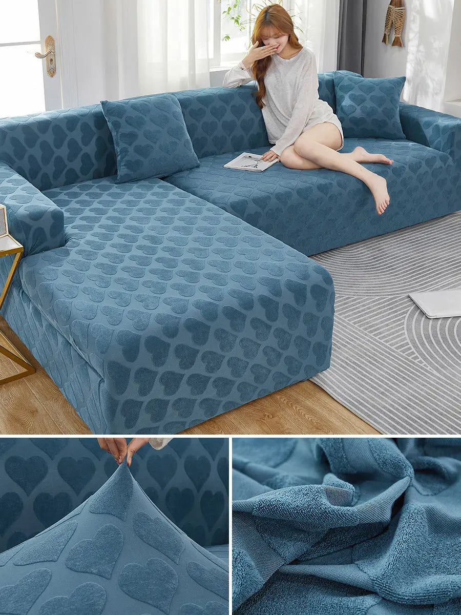 Housse Canapé Élastique AOENDA Love Jacquard Lake Blue-Five People