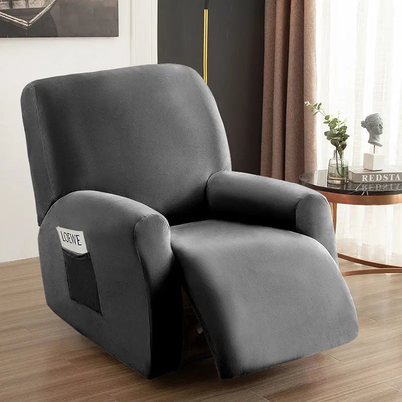 Housse Canapé Velours Élastique FOXVEL Dark Grey-Chivas Regal single seat