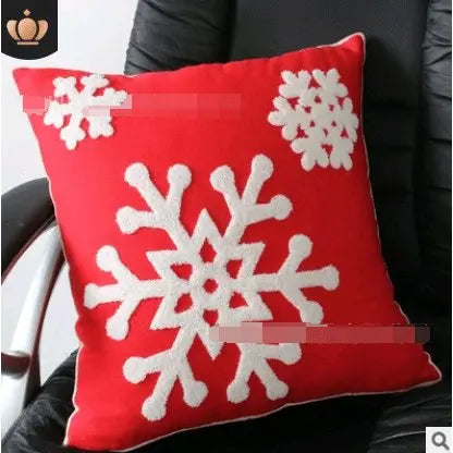 Housse Coussin en coton brodé au motif flocon de neige - Housse De France
