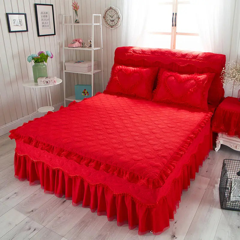 Housse De Matelas Antidérapante POLI 梦 Red-150x 200cm-Bed skirt