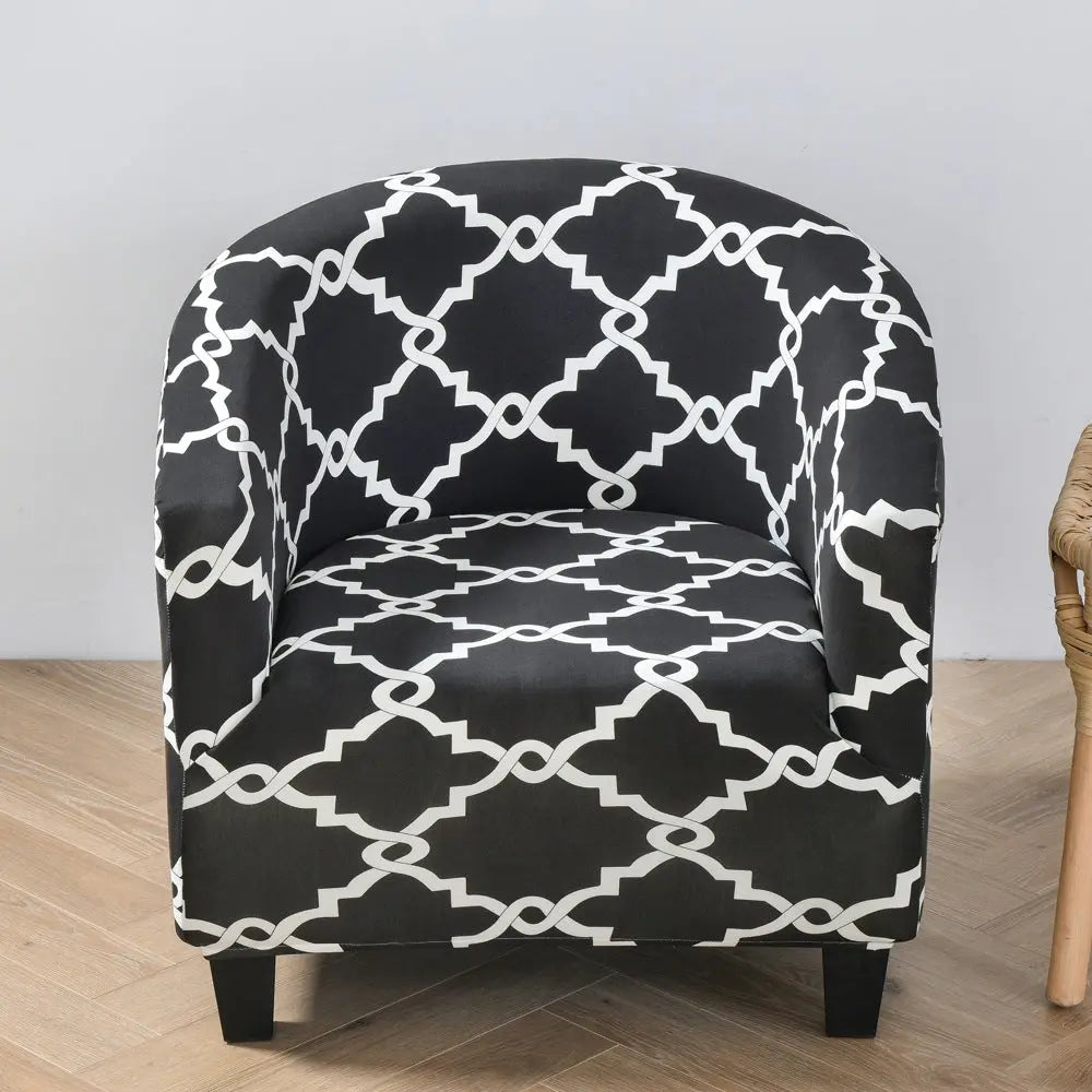 Housse Fauteuil Antidérapant SPADIN Rattan pattern dark grey
