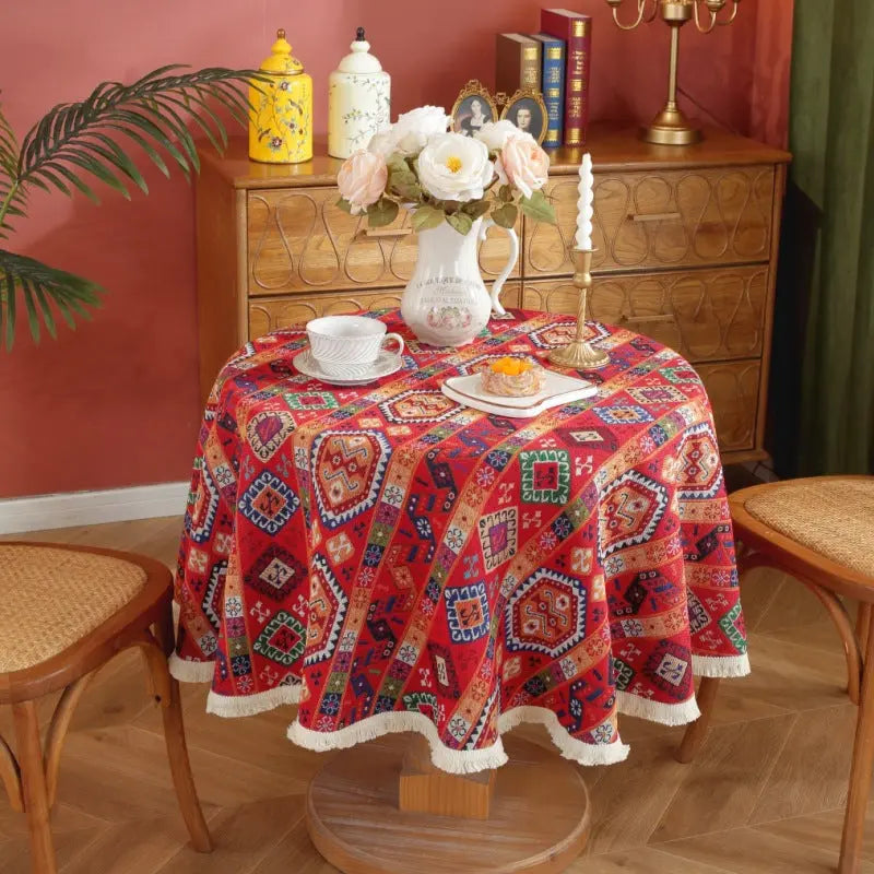 Housse Mange Debout Jacquard Éthérée Jacquard Red Geometry-120CM
