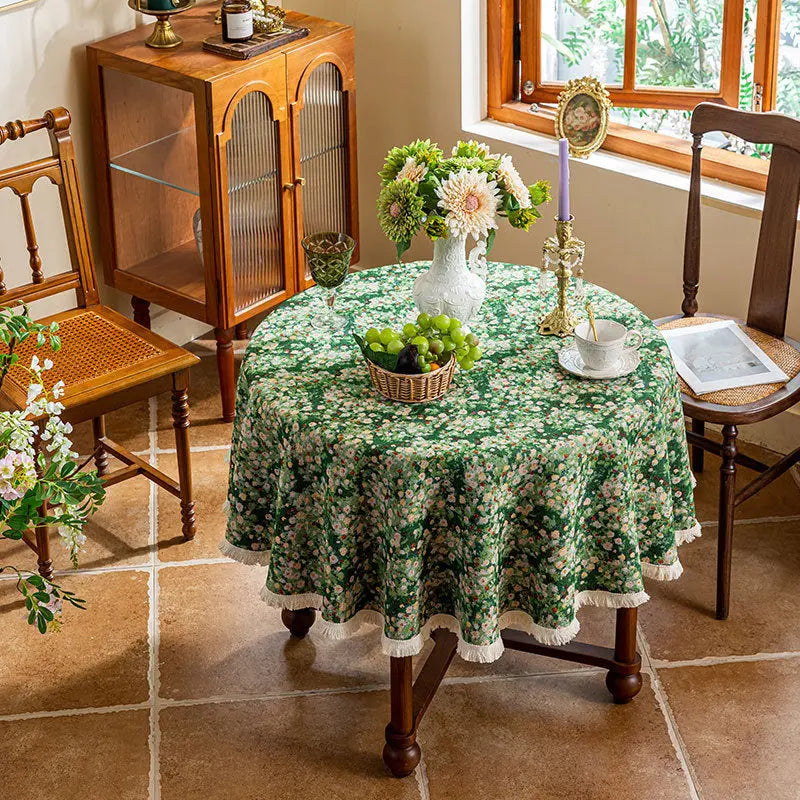 Housse Mange Debout Jacquard Éthérée Small Green Flowers-100CM