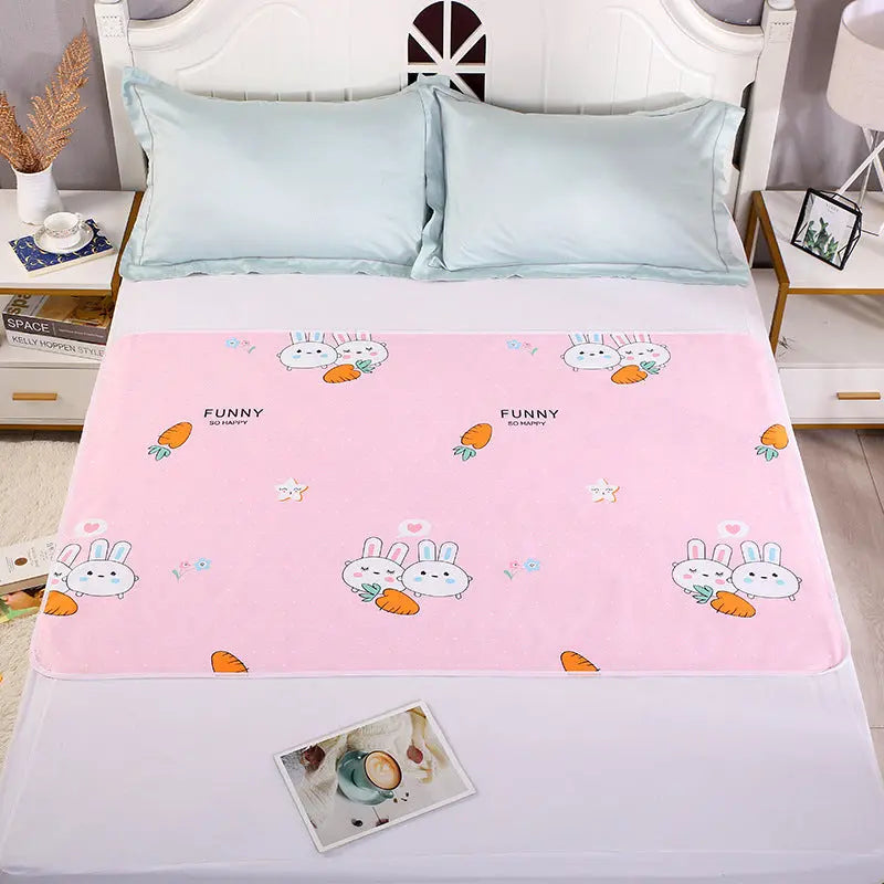 Housse Matelas Coton Écologique KIDOVO Pink white rabbit-110X200