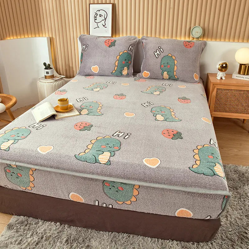 Housse Matelas Velours Anti-glisse BLOSSOM Dinosaur-120x200cm