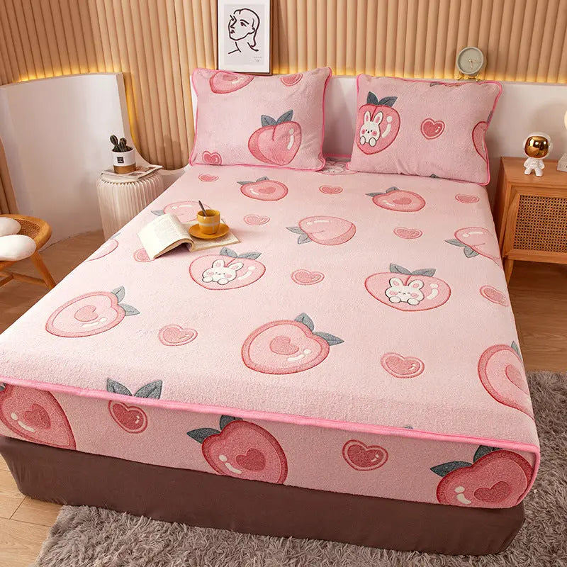Housse Matelas Velours Anti-glisse BLOSSOM Peach-120x200cm