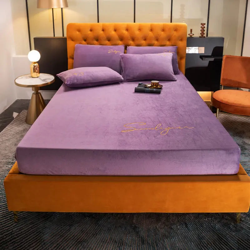 Housse Matelas Velours Moderne VELAVIA Purple-90x200cm